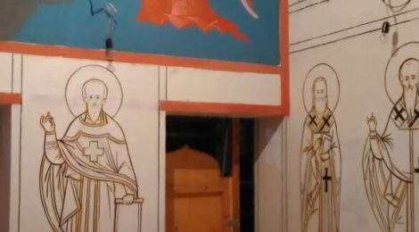 29 января 2018 года. В Храме св. вмч. Пантелеимона продолжается роспись алтаря